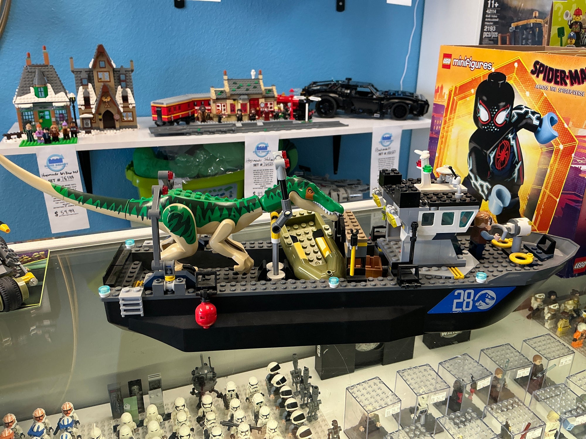 76942 Jurassic World Baryonyx Boat Escape *missing 2 figs* - Used