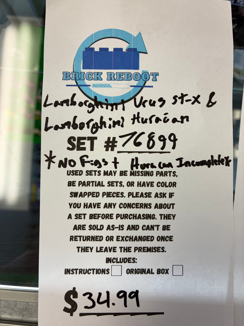 76899 Speed Champions Lamborghini Urus ST-X & Lamborghini Huracan *NO FIGS, HURACAN INCOMPLETE* - Used