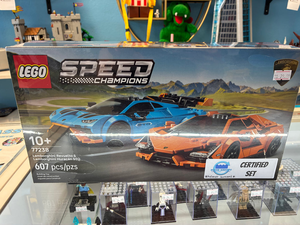 77238 Speed Champions Lamborghini Revuelto & Lamborghini Huracan STO *HELMET SWAPPED*- Certified