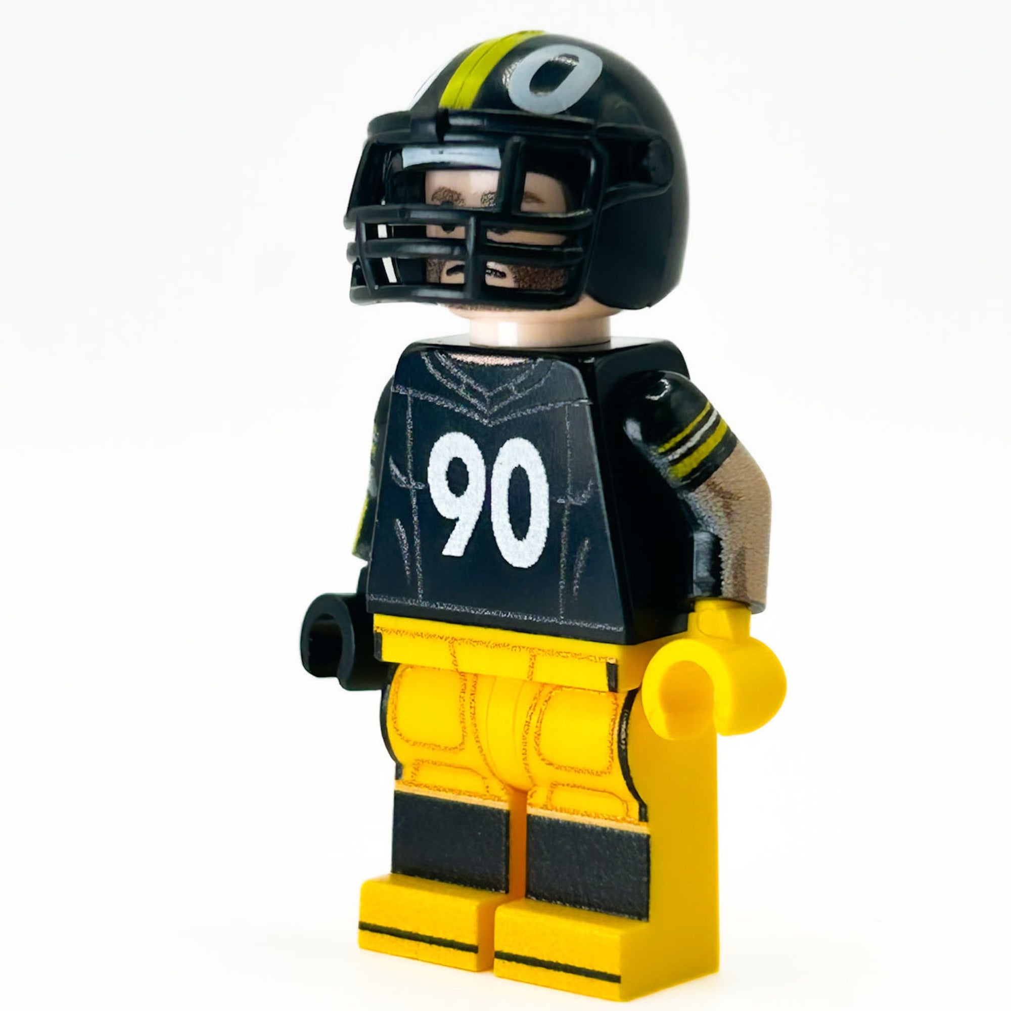#90 LB Pittsburgh Football Player Minifig made using LEGO parts - B3 Customs