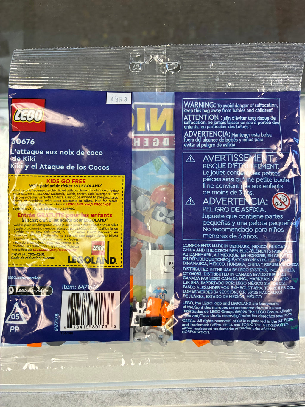30676 Sonic the Hedgehog Kiki’s Coconut Attack Poly Bag - Sealed