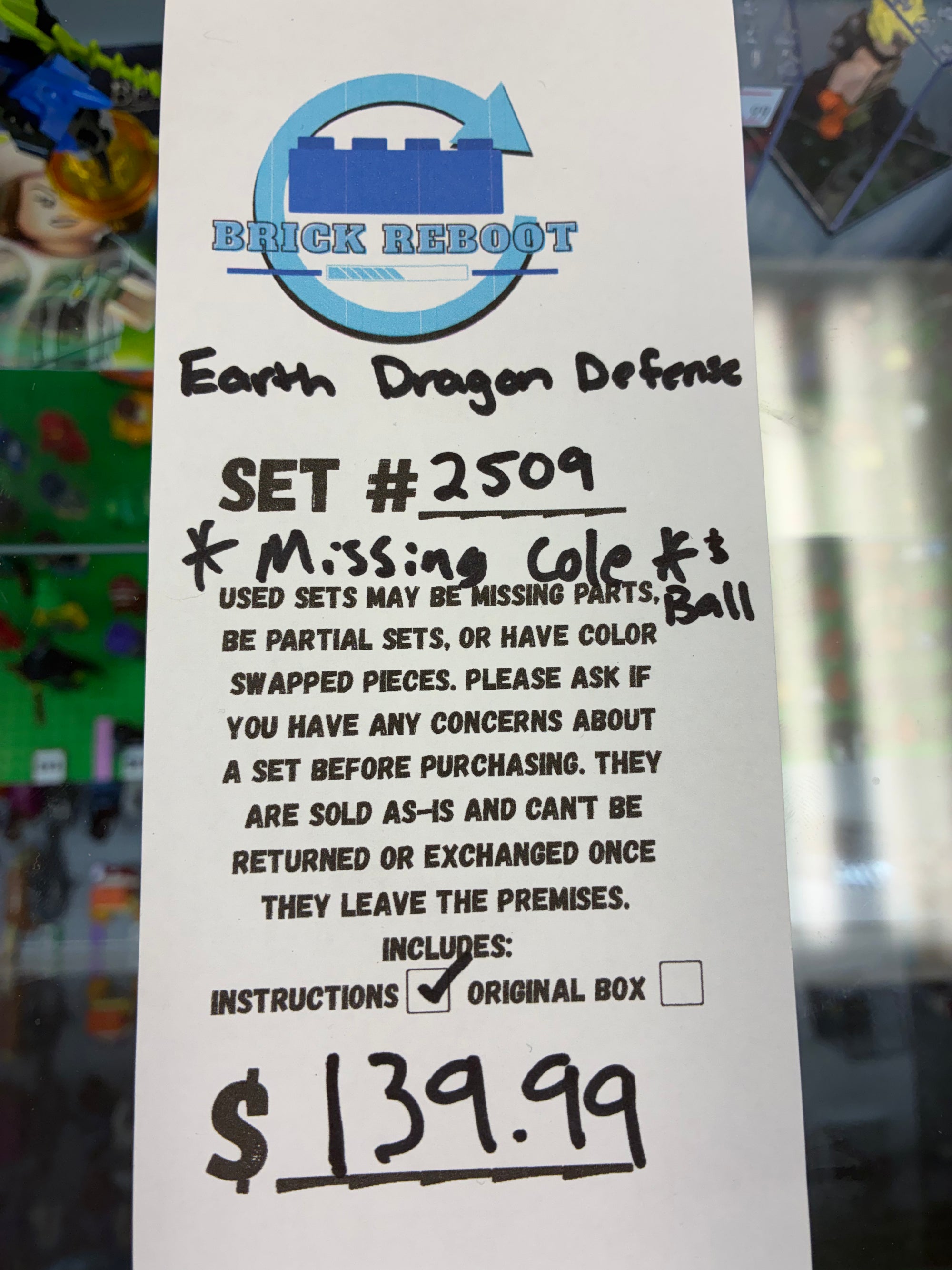 2509 Ninjago Earth Dragon Defense *MISSING COLE AND BALL*- Used