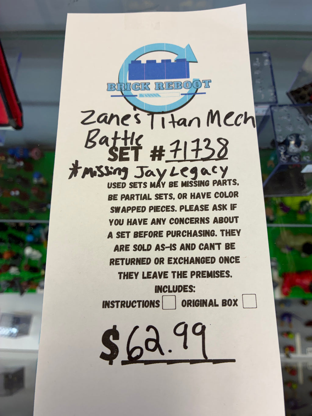 71738 Ninjago Zane’s Titan Mech Battle *MISSING JAY LEGACY* - Used