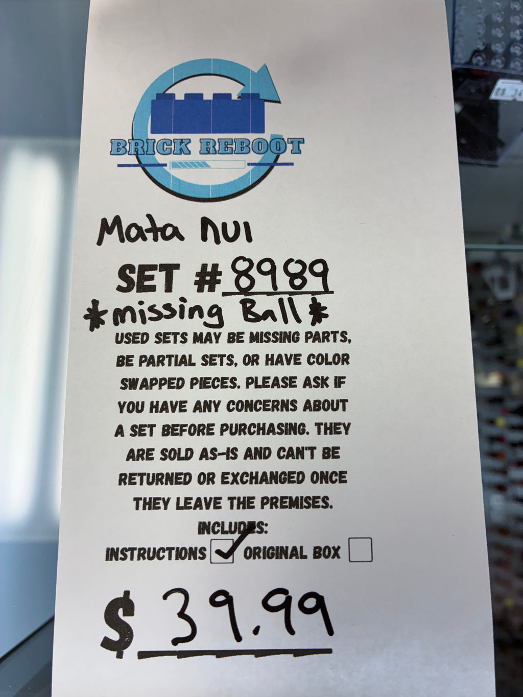 8989 Bionicle Mata Nui *MISSING BALL* - Used