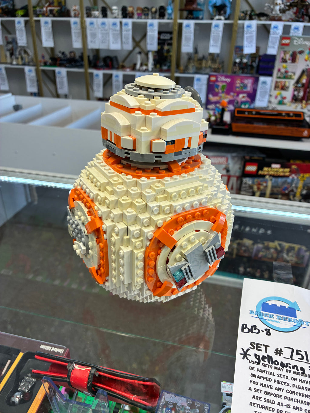 75187 BB-8 *YELLOWING, MISSING STAND & MINIFIG* - Used