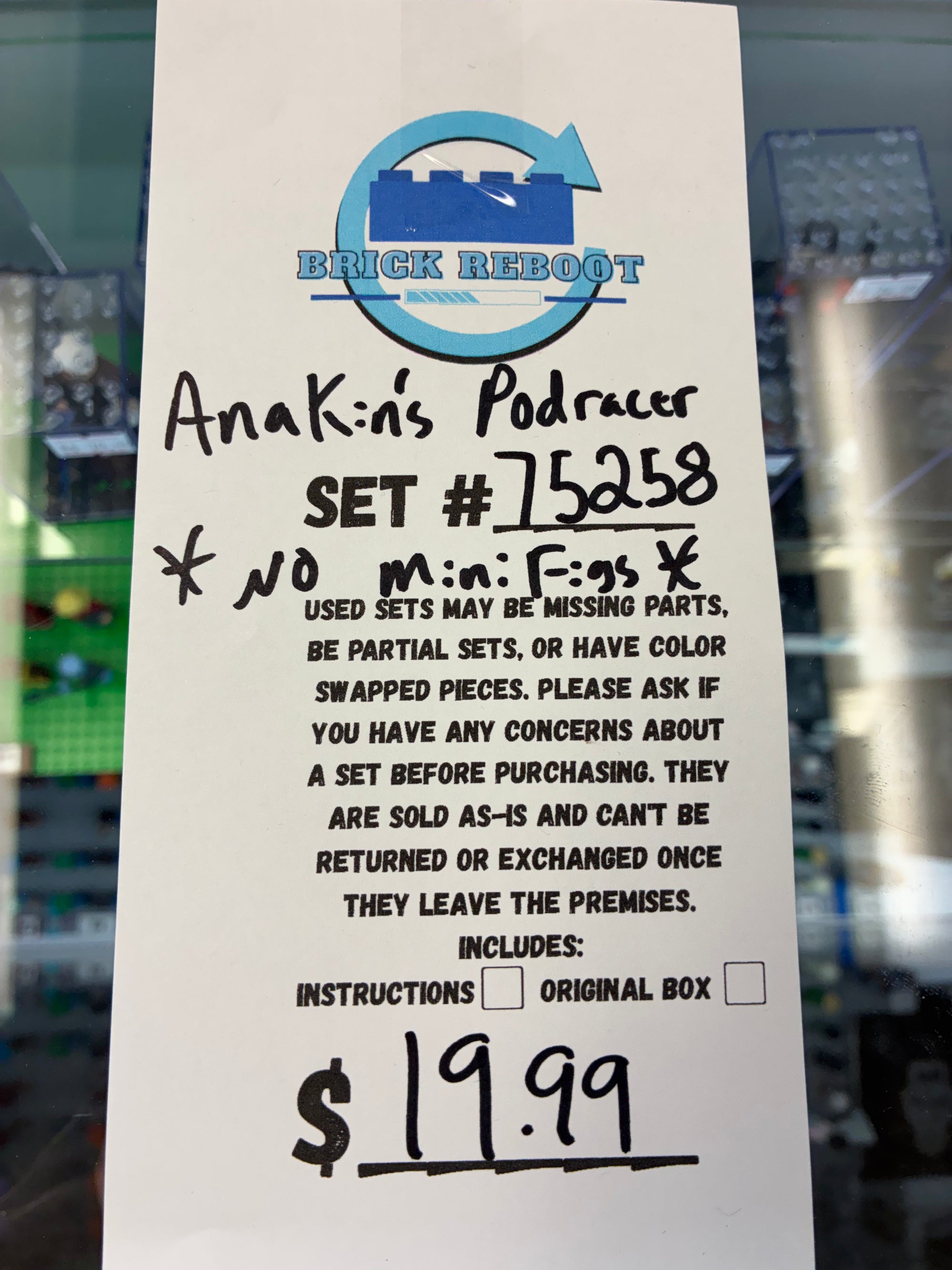 75258 Star Wars Anakin’s Podracer *NO MINIFIGS* - Used