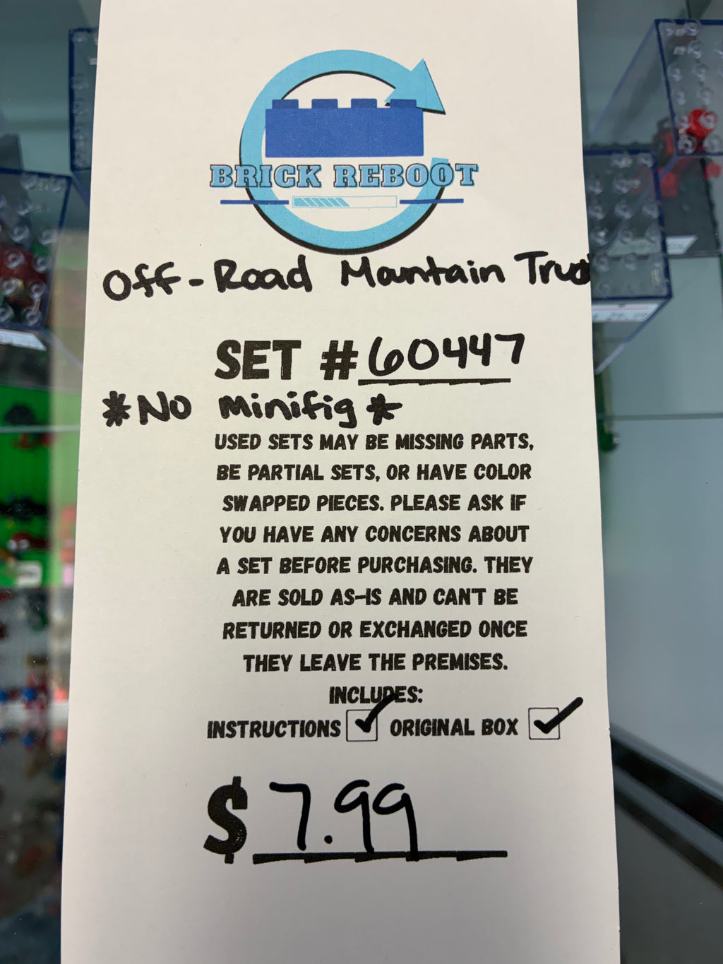 60447 City Off-Road Mountain Truck *MISSING MINIFIG* - Used
