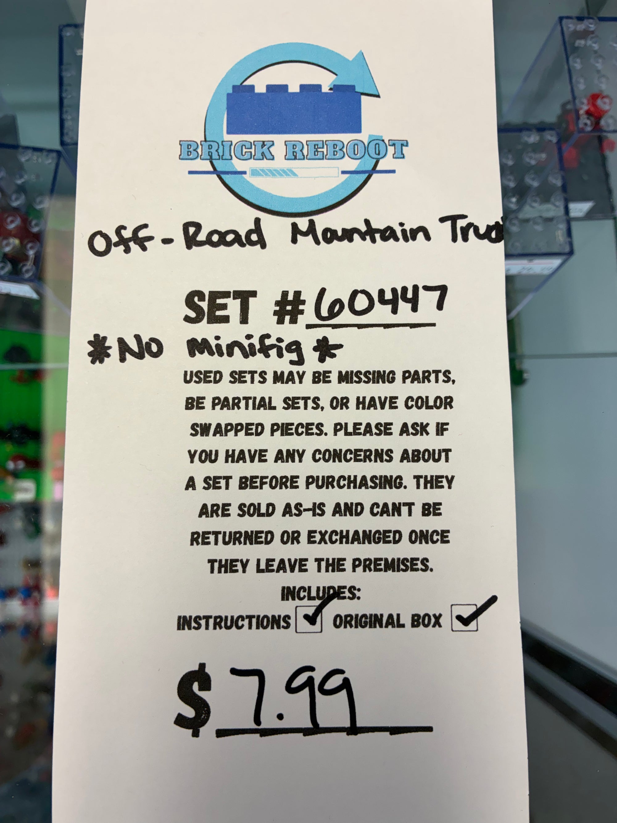 60447 City Off-Road Mountain Truck *MISSING MINIFIG* - Used