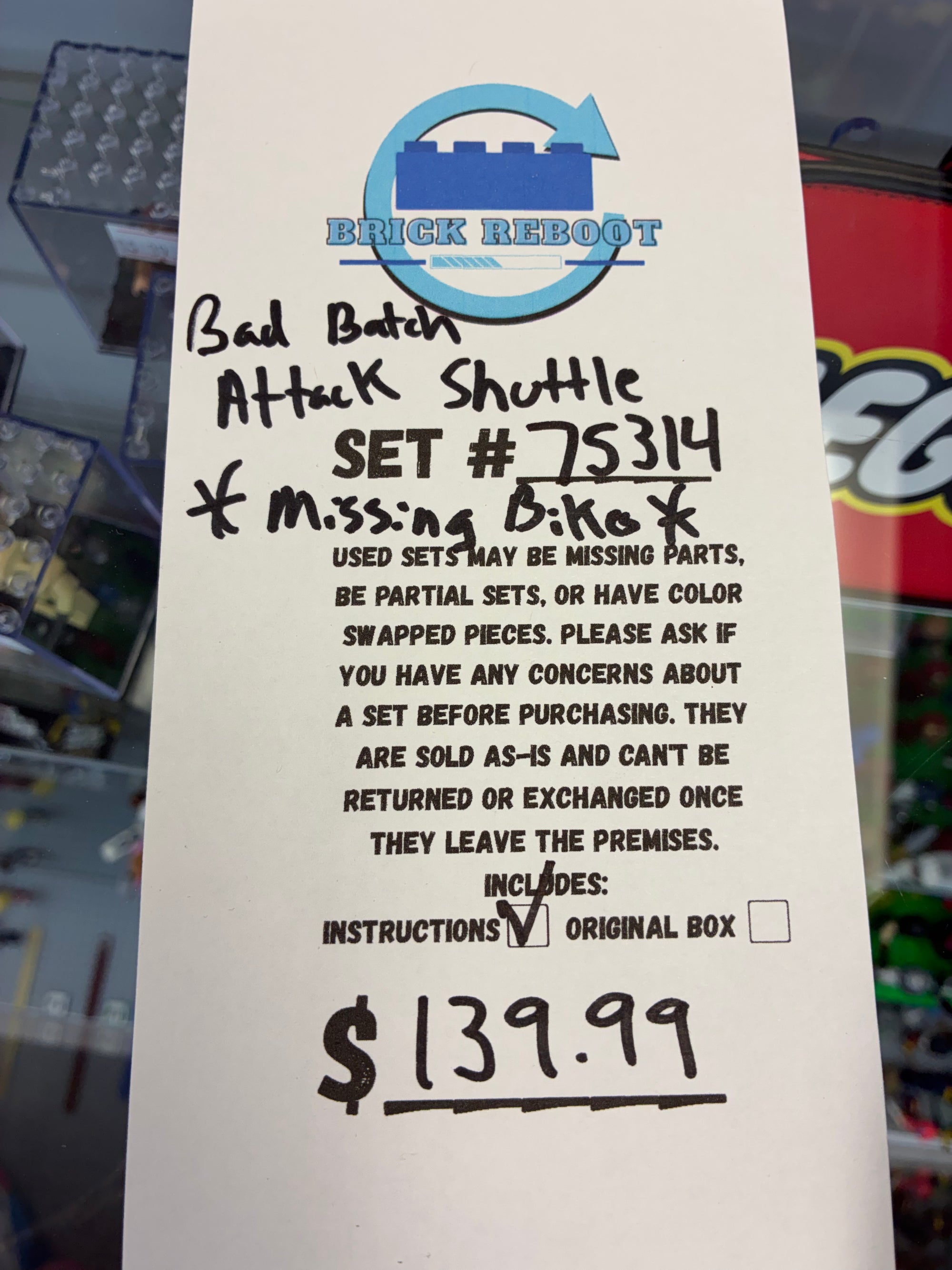 75314 Star Wars Bad Batch Attack Shuttle *MISSING BIKES* - Used