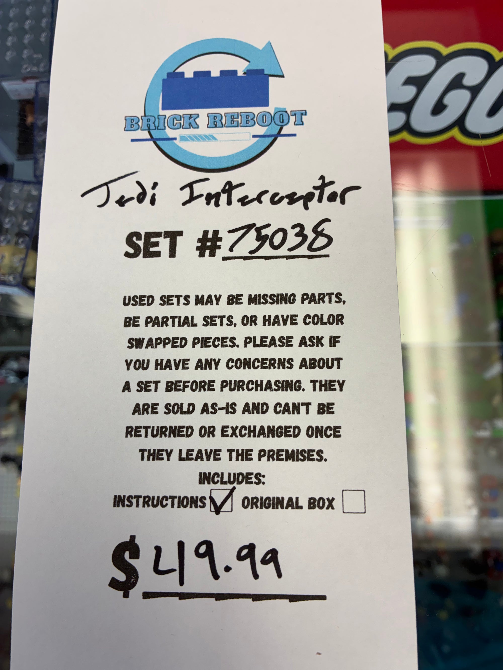 75038 Star Wars Jedi Interceptor- Used