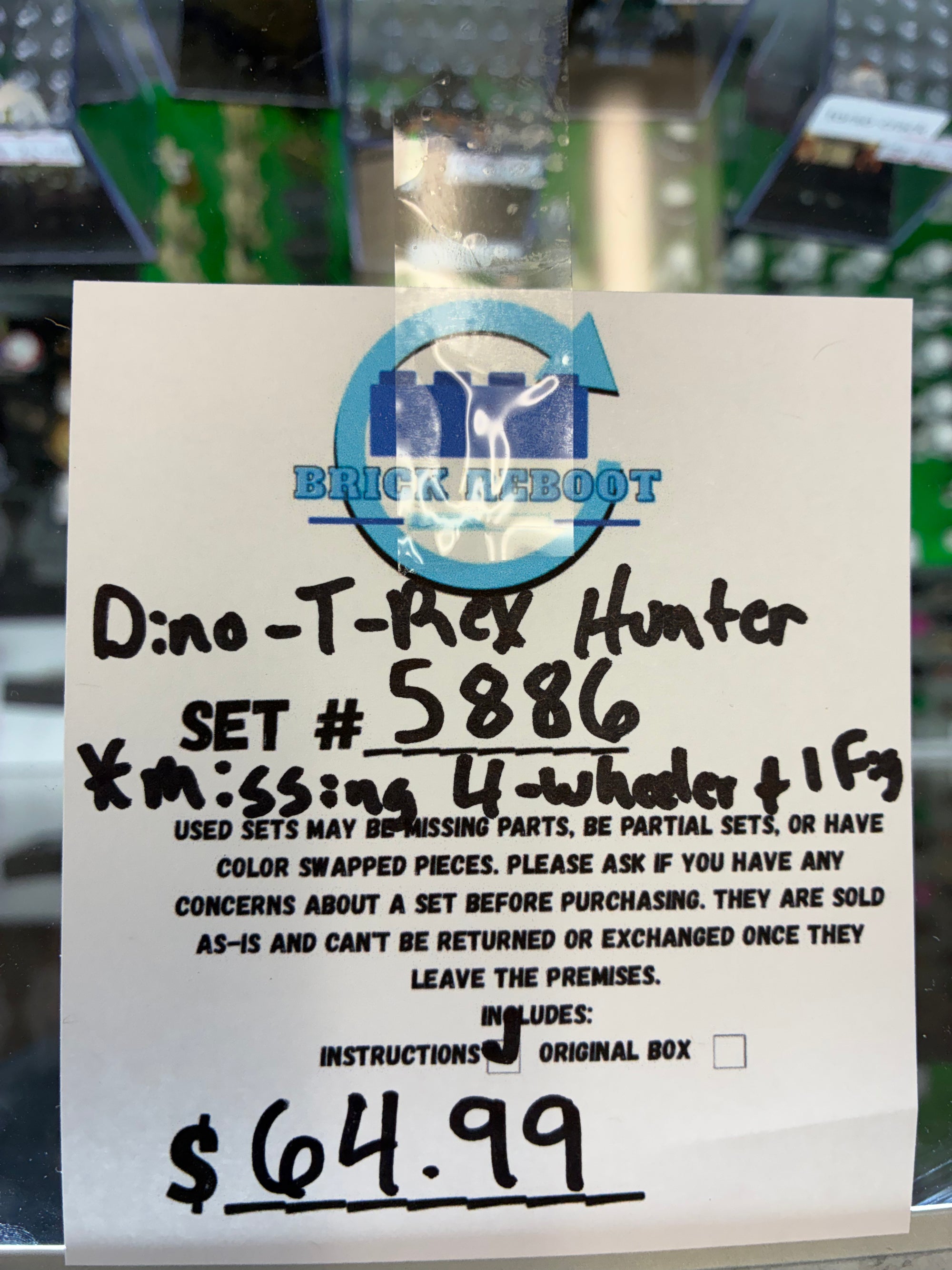 5886 Dino T-Rex Hunter *MISSING 4-WHEELER & 1 FIG* - Used