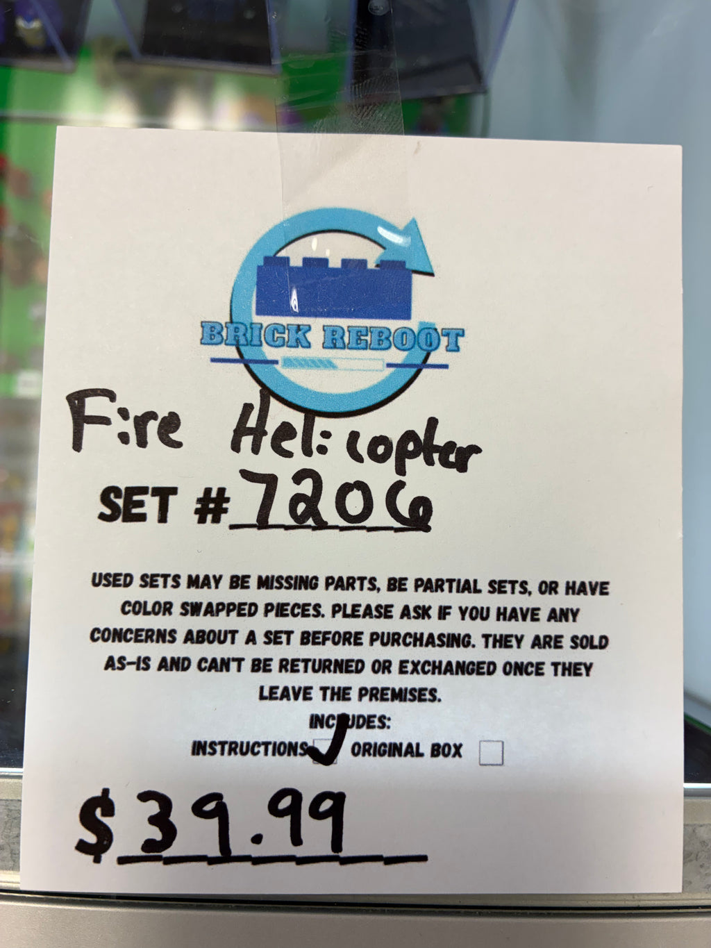 7206 City Fire Helicopter - Used