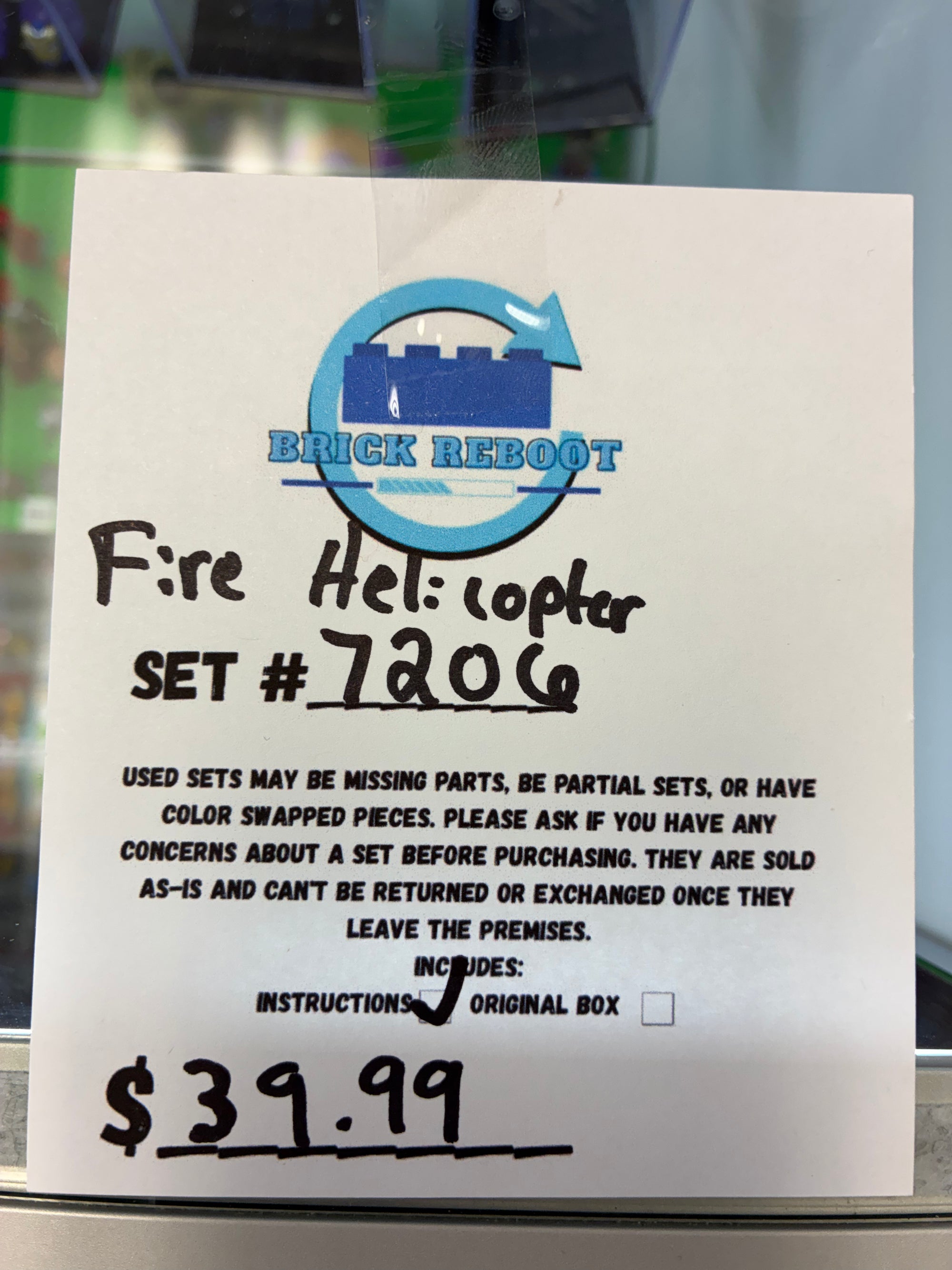 7206 City Fire Helicopter - Used