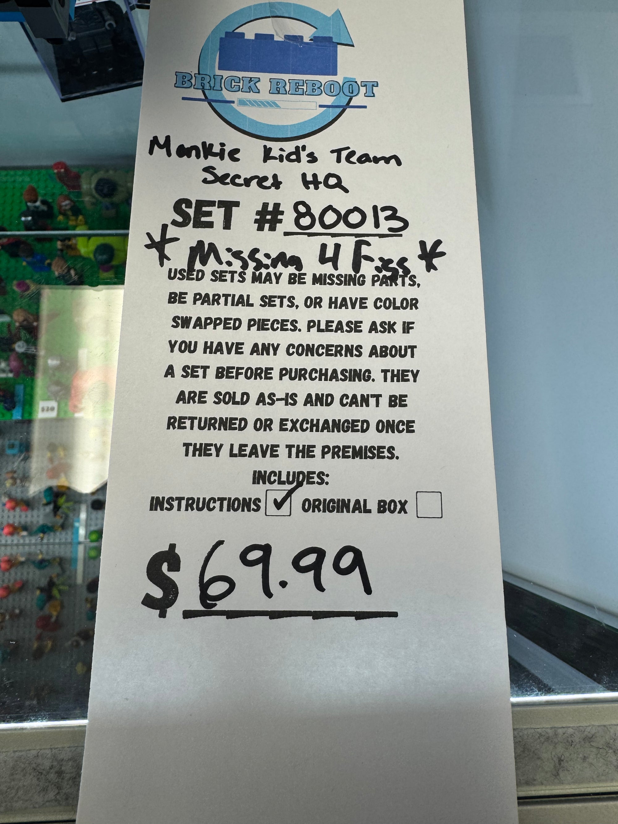 80013 Monkie Kid’s Team Secret HQ *MISSING 4 Figs* - Used