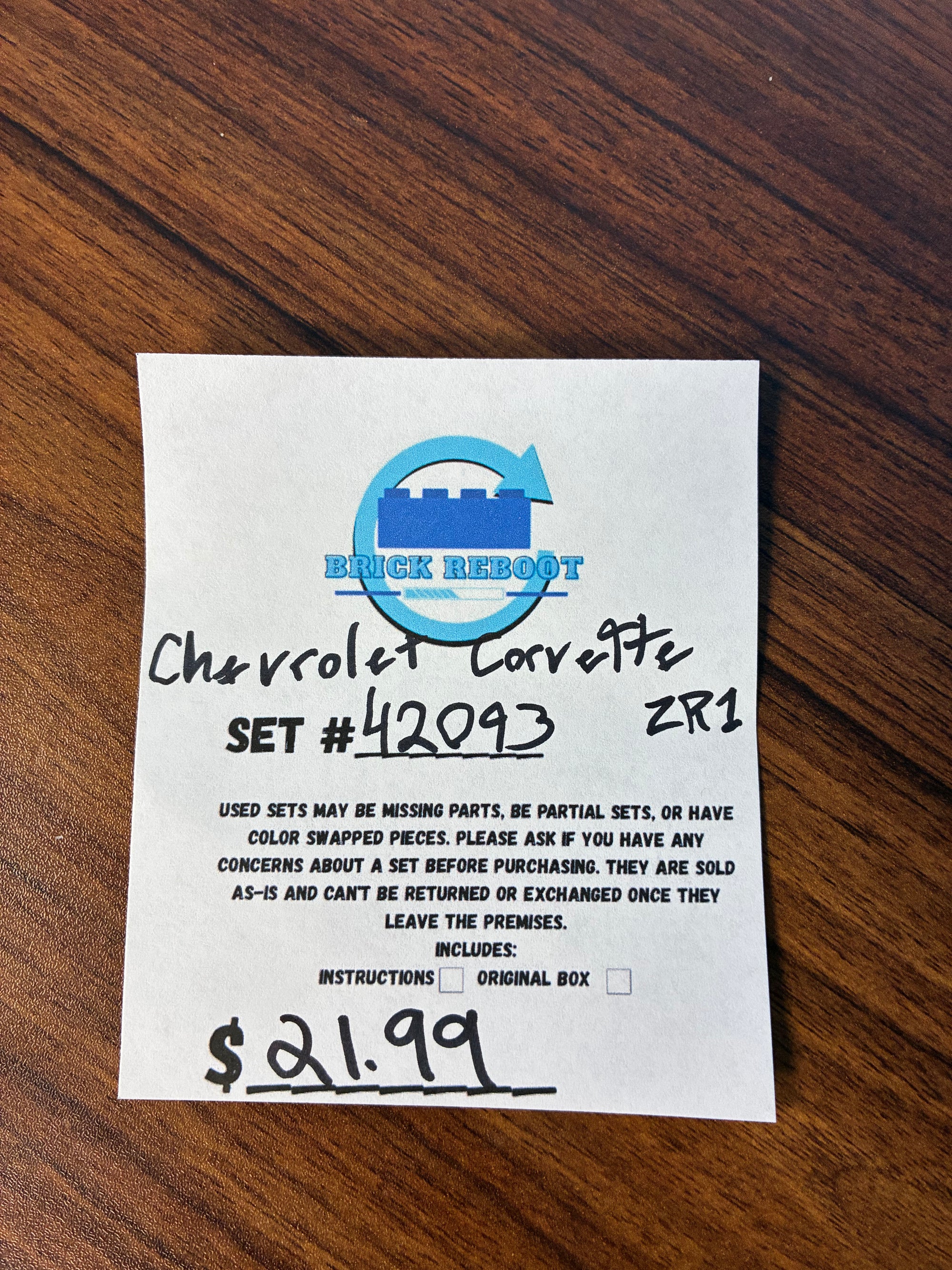 42093 Technic Chevrolet Corvette ZR1 - Used