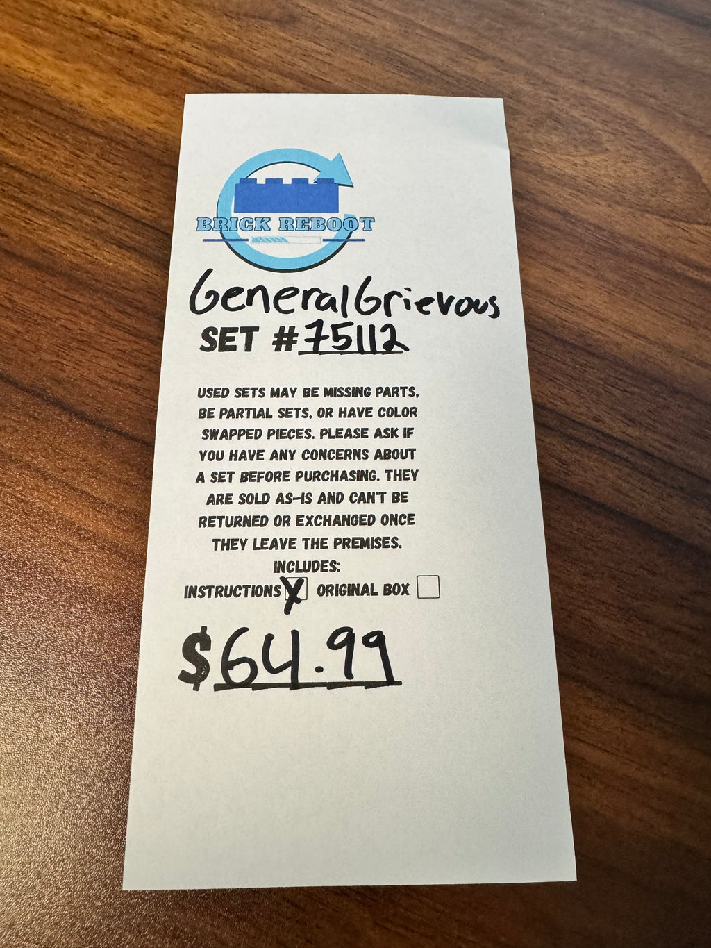 75112 General Grievous Buildable Figure - Used