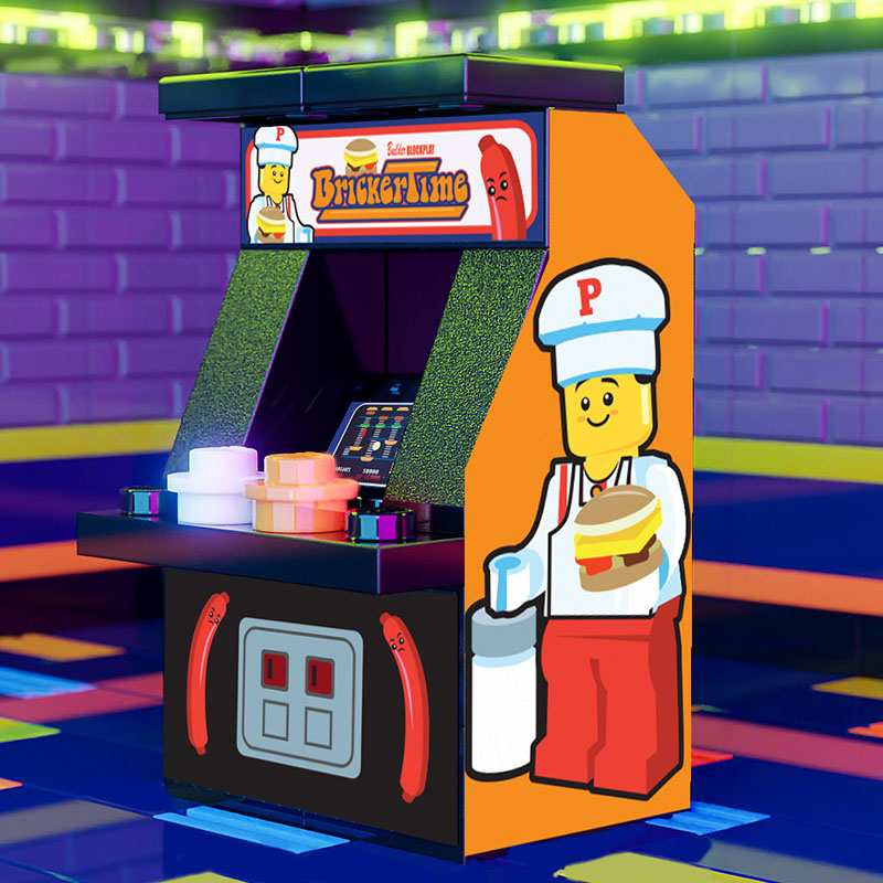 Bricker Time Arcade Machine made using LEGO parts