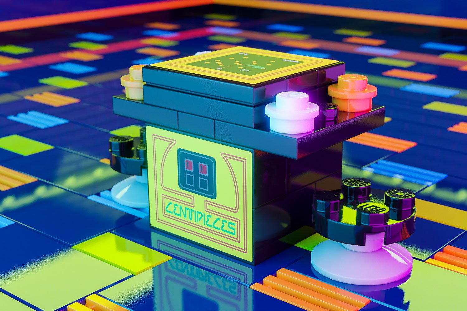 Centipieces 2-Player Classic Arcade made using LEGO parts - B3 Customs